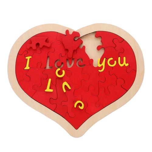 DRESSOOS 1 Set Holz Liebespuzzle Valentinstag Puzzle Holzherzen Kleine Puzzles Herz Puzzle Glatt Romantisches Holz Puzzle Vorschlags Requisiten „Ich Liebe Dich“ Bastelprojekte von DRESSOOS