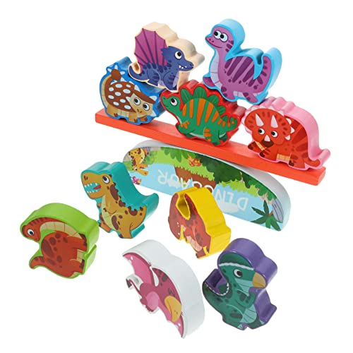 DRESSOOS 1 Set Holz Stapelklötze Dinosaurier Tier Balance Für Kleinkinder Motorisches Stapelspiel Für Babys Ideales Lernspielzeug Zur Der Geschicklichkeit Und Koordination von DRESSOOS