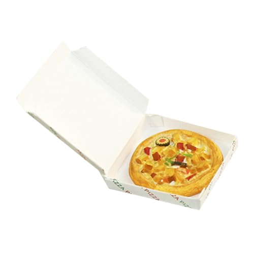 DRESSOOS 1 Set Mini Pizza Mit Box Miniaturen Puppenhaus DIY Simulierte Requisite Künstliche Pizza Mini Pizza Dekor Miniatur Pizza Modell Simulierte Pizza Gefälschte Lebensmittel von DRESSOOS