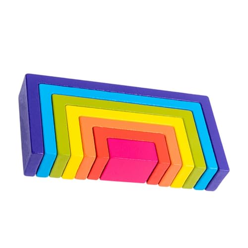 DRESSOOS 1 Set Quadratische Regenbogen Bausteine B Bausteine ​​Für Kleinkinder Kinderspielzeug Vorschul Kleinkind Kinderspielzeug Geometrischer Block Erkennungsspielzeug von DRESSOOS