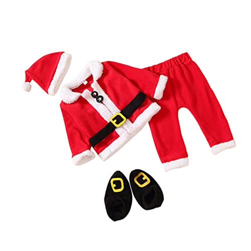 DRESSOOS 1 Set Weihnachten Vierteiliges Set Kinder Weihnachtskleidung Maskerade Outfit Kinder Cosplay Kostüm Kinderkostüm Kinder Festival Outfit Weihnachtsoutfit Jungen von DRESSOOS