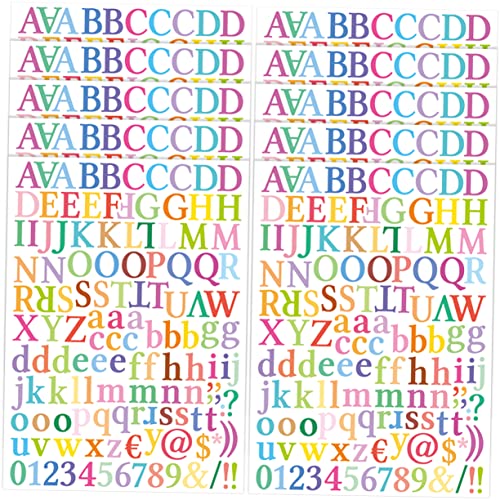 DRESSOOS 10 Blätter Alphabet-Aufkleber Farbige Aufkleber Fensterbuchstabenaufkleber Zahlenspielzeug Farbige Buchstabenaufkleber Zahlenaufkleber Alphabet-Etiketten Buchstaben Aufkleben Vinyl von DRESSOOS