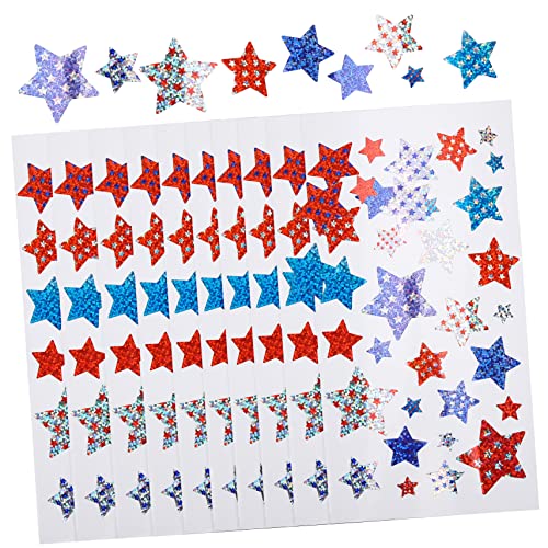 DRESSOOS 10 Blätter Sterne-Aufkleber Aufkleber aus Sternenpapier Sternaufkleber Belohnung belohnungssticker Kinder Party mitgebsel Kinder Glitzersternaufkleber Aufkleber für Handwerk von DRESSOOS