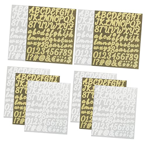 DRESSOOS 10 Blatt Buchstabenaufkleber Goldene Buchstabenaufkleber Fensterbuchstabenaufkleber Etikett Tür Briefaufkleber Scrapbooking Washi Aufkleber Briefkastennummern Aufkleber von DRESSOOS