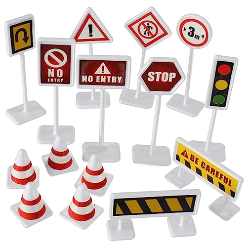 DRESSOOS 10 Sets Straßensperren Schild Straßenschild Für Mikroszenen Miniatur Verkehrsbarriere Mini Verkehrsschild Mini Straßenzaun Zug Straßenschilder Mini Miniaturen Aus von DRESSOOS