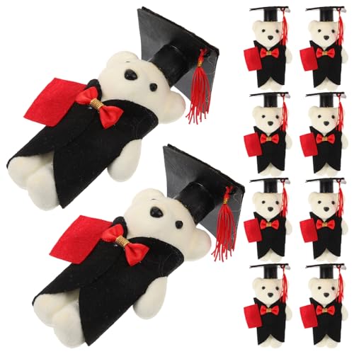 DRESSOOS 10Pcs Abschlussfeier Puppentiere Das Tier Babypuppenspielzeug Stofftier Abschluss Bär Party Entzückende Plüschbärenspielzeug Niedliche Bärendekoration Gefüllte Bär Pp Baumwolle von DRESSOOS