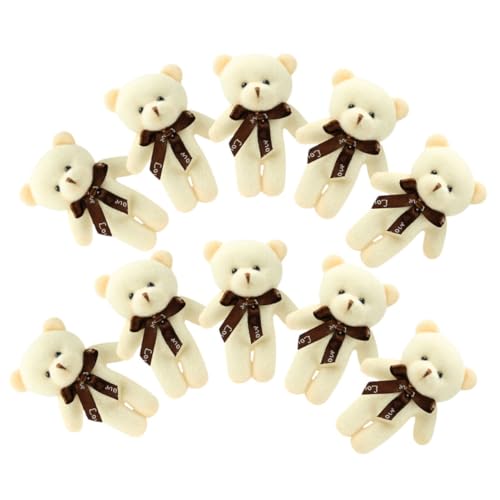 DRESSOOS 10St Plüschbär-Schlüsselanhänger bär anhänger gefüllter Plüsch Plüschtiere gabbys Spielzeug entzückender Bärenanhänger ausgestopfter Kleiner Bär PP Baumwolle Beige von DRESSOOS