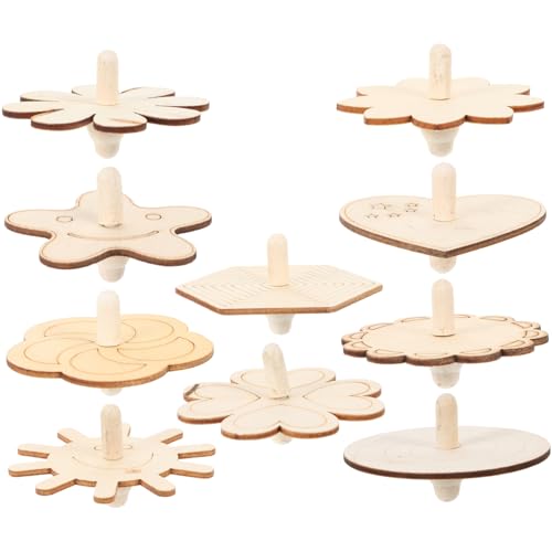 DRESSOOS 10St bastelset basteln für Handgemachtes Educational Toys bastelzeug für unfertiger Holzkreisel Unvollendeter DIY-Holzkreisel Gyro- hölzern von DRESSOOS