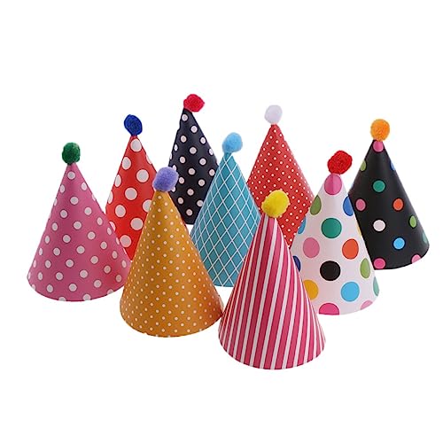 DRESSOOS 11 Stück Bunte Kegelhüte Mit Pompons Für Kindergeburtstag Lustige Kopfbedeckungen Zur Partydekoration Ideal Partygeschenke Und Für Fröhliche Feiern von DRESSOOS