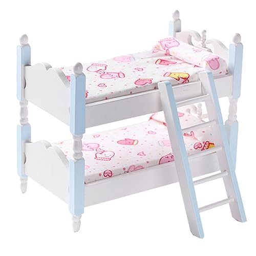 DRESSOOS 12 Miniatur Puppenhaus öbel Set Etagenbett Für Kinderzimmer Im Modernen Design Blaues Puppen Hochbett Für Puppen Und von DRESSOOS