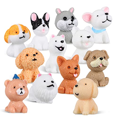 DRESSOOS 12 STK Cartoon-Welpen-Ornamente Hund Geburtstagstorte Minifiguren für Kinder kuschelhund wohnzimmerdeko tortendeko Einschulung Tischdekoration für Welpen Hund Statue Harz von DRESSOOS