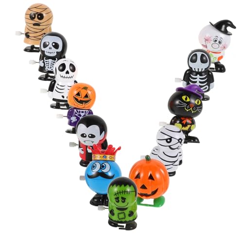 DRESSOOS 12 Stück Halloween Uhrwerk Für Cartoon Aufziehspielzeug Mit Gruseligen Motiven Perfekt Für Halloween Partys Und Dekorative Überraschung Für Kleine Geister von DRESSOOS