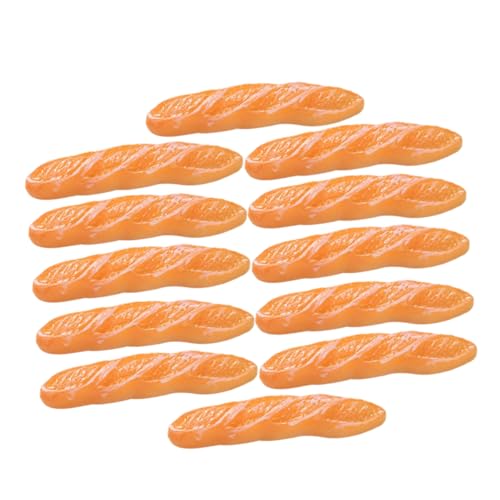 DRESSOOS 12St Nachgemachtes langes Baguette Plüsch Puppe Kastenform Bausatz Mini-Laibpfanne praktisch deko Mini-Frühstück kleines Brot Miniaturbrot Simulation Minibrot Harz Orange von DRESSOOS