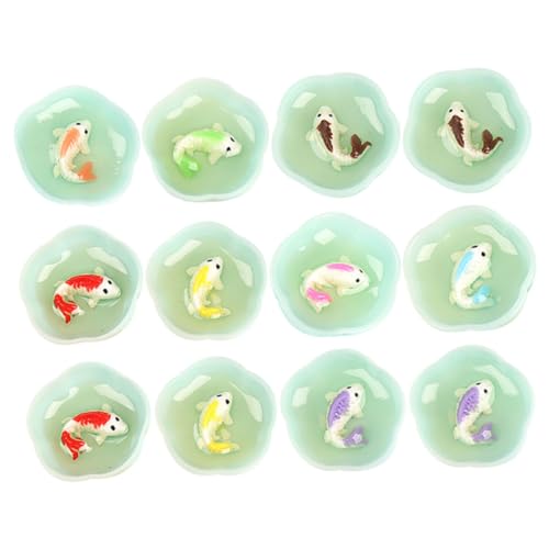 DRESSOOS 12St Simuliertes kleines Fischglas Fischspielzeug Puppe Anlage Tank Multi Cooker Living Room Decoration wohnzimmerdeko Miniatur-Szenenzubehör Miniatur-Aquarium-Handwerk Harz von DRESSOOS