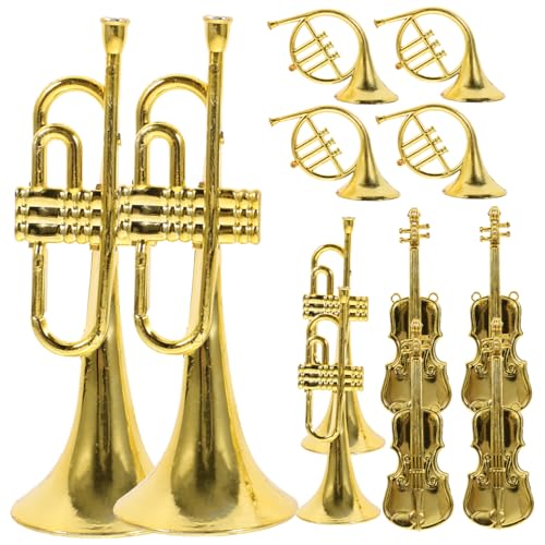 DRESSOOS 12st Dekorationen Für Musikinstrumente Massenzauber Charme Masse Reize Modelle Von Weihnachtsinstrumenten Puppenhaus-musikinstrumente Miniatur-musikinstrumente Golden Abs von DRESSOOS