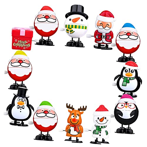 DRESSOOS 12st Weihnachtliches Aufziehspielzeug Weihnachtliche Miniaturfiguren Spielzeug Für Kinder Tiere Spielzeug Weihnachtsuhrwerk Spielzeug Weihnachtsspielzeug Zum Aufziehen Plastik von DRESSOOS