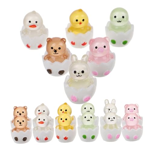 DRESSOOS 18 STK Im Dunkeln leuchtendes Tierbaby Figur Babyspielzeug Mini-Food- Wilde Tiere Kerle kinderzimmerdeko Room Decoration Miniatur-Tierschmuck Tierstatuen- Harz von DRESSOOS