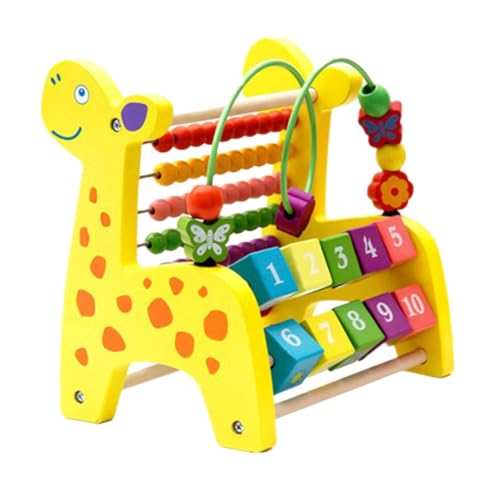 DRESSOOS 1Pc Multifunktionales Cartoon Holz Computer Rack Mit Fwam Perlen Rahmen Für Kinder Spielkasse Und Nachziehtier Für Kreatives Spielen Und Lernen von DRESSOOS