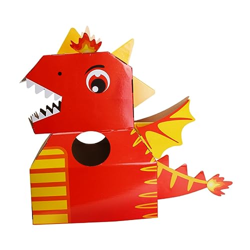 DRESSOOS 1Stk Dinosaurier-Kopf Kleinkind Kleider Dino-Kostüm aus Papier dinosaurierkostüme für Kinder kinderkostüme Dinosaurier Spielzeug Tragbarer Karton aus Papierdinosaurier rot von DRESSOOS