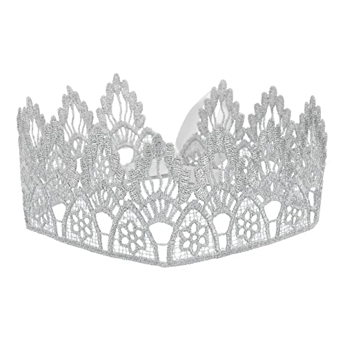 DRESSOOS 1Stk Geburtstagskrone Geburtstag Tiara Stirnband Party Ornament birthday crown geburtstagseinladungen Geburtstagsdeko Krone geburtstag kopfbedeckung Spitze Silver von DRESSOOS