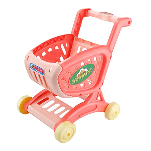 DRESSOOS 1stk Einkaufs Wagen Für Kleinkinder Warenkorb Babywagen Simulierter Trolley Einkaufstag Einkaufswagen Simulierter Supermarktwagen Mini Rosa Plastik von DRESSOOS