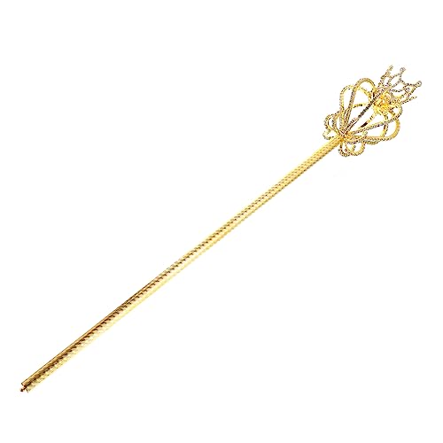 DRESSOOS 1stk Kronen Party Zauberstab Kostümzubehör Dekorativer Spazierstock Zepterspielzeug Eleganter Prop-Stick -meilenstein-Requisiten Kleiderstock Feenstab Stahl Golden von DRESSOOS