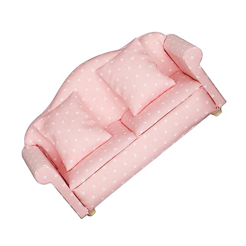 DRESSOOS 1stk Mini-Sofa Kindersofa 1 12 Möbel Desktop-Ornament Miniatur-puppenhaus Miniatur-hausmöbel Zubehör Maßstab 1 12 Spielzeug Für Kinder Mini-zubehör Mikrospielzeug Holz Rosa von DRESSOOS