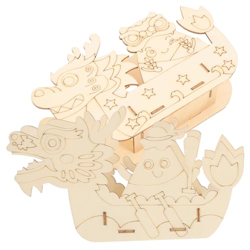 DRESSOOS 2 Sätze 3D-schiffspuzzle Kinderpuzzles Zusammenbauen Lernspielzeug Für Kinder 3D-Puzzles Für Kinder 3D-Boot-Puzzle Unbemaltes Bootspuzzle Angelschiff Spielzeug Schiffbaumodell Holz von DRESSOOS