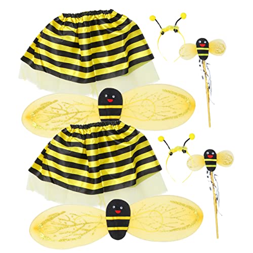 DRESSOOS 2 Sets Kleine Biene Requisiten Biene Tutu Kostüm Cosplay Party Biene Flügel Biene Cosplay Flügel Requisiten Kinderanzug Biene Cosplay Stirnband Cosplay Biene Flügel Biene von DRESSOOS