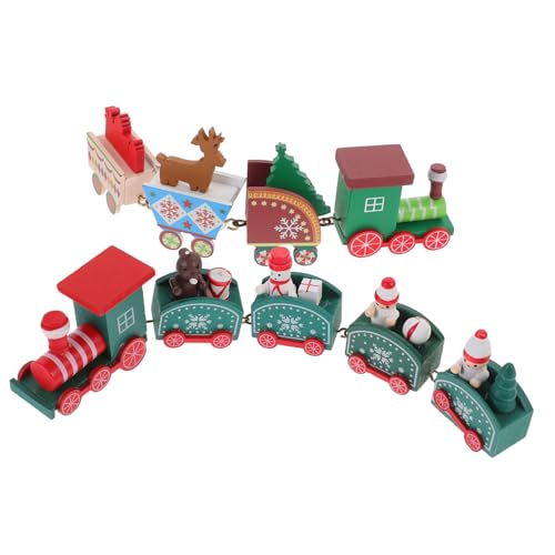 DRESSOOS 2 Sets Weihnachts Holzeisenbahn Mit Schienen Miniatur Dekoration Für Weihnachtsbaum Oder Tisch Ideales Für Und Familien Festliche Atmosphäre Garantieren von DRESSOOS