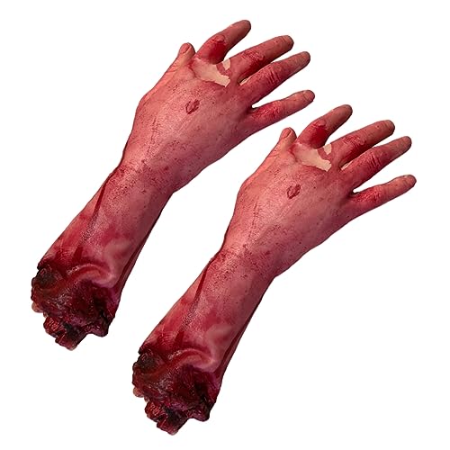 DRESSOOS 2er Set Abgetrennte Hände Halloween Deko Gruselige Bluthand Requisiten Für Horror Partys Broken Hand Accessoires Perfekt Für Scherze Und Kostüme von DRESSOOS