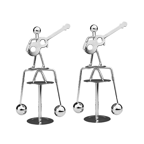 DRESSOOS 2 Stück Eisenschmuck Metallkunst Balance Spielzeug Metallgitarre Und Mann Modell Gitarre Und Mann Balance Spielzeug Gitarre Und Mann Statue Dekor Metall Physik Balancierspielzeug von DRESSOOS