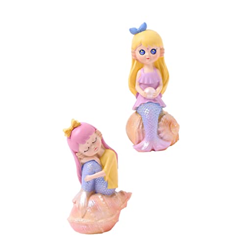 DRESSOOS 2 Stück Meerjungfrau Ornamente Zum Backen Von Kuchen DIY Verzierung Kuchendekoration Meerjungfrau Ornament Kunstharz Bastelverzierung Cartoon Stil Kuchendekoration Harz von DRESSOOS