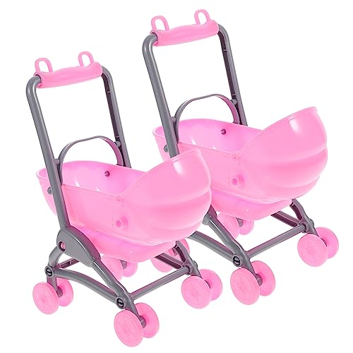 DRESSOOS 2 Stück Mini Kinderwagen Spielzeug Aus Kunststoff Für Kinder Simulation Kinderwagen Modell Für Spielhaus Und Puppen Ideal Für Kreatives Spielen Und Rollenspiele von DRESSOOS