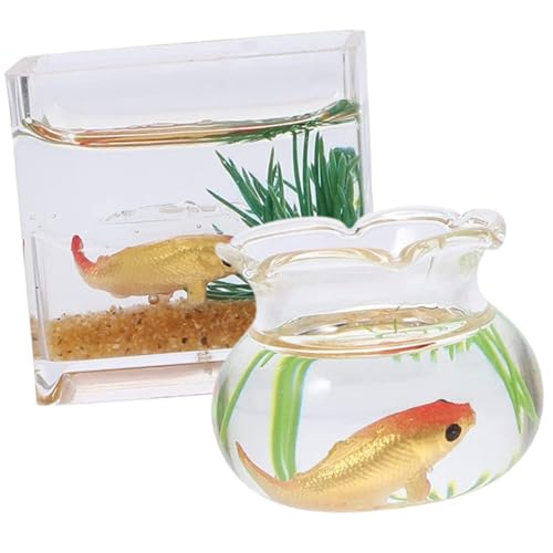 DRESSOOS 2 Stück Miniatur Aquarien Aus Verschleißfest Für Desktop Dekoration Ideal Für Fischschalen Dekore Und Kreative Aquarien Displays von DRESSOOS