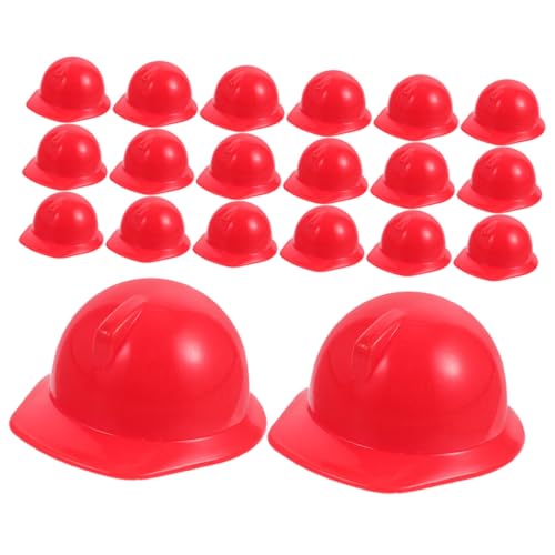 DRESSOOS 20 Stk Spielzeughelm Kinderspielzeug Puppenbaumütze Mini-puppen-schutzhelm Mini-puppen-hut Puppenhelme Schutzhelme Für Puppen Miniaturpuppenhut Hüte Bauhut Für Minipuppen Rot Abs von DRESSOOS