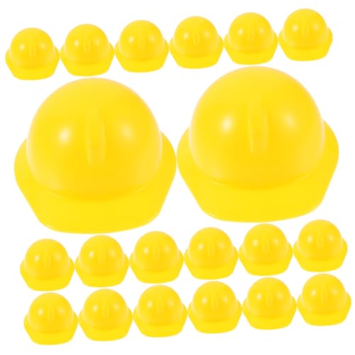 DRESSOOS 20 Stk Spielzeughelm Schutzhelm Miniaturpuppenhelme Puppenbaumütze Miniaturpuppen-bauhut Miniaturpuppenhut Bauhut Für Minipuppen Mini-puppenhelme Mini-puppen-hut Abs Yellow von DRESSOOS