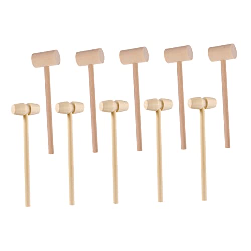 DRESSOOS 20st Holzhammer Kinder-Kits Mini-hammerhammer Meeresfrüchtehammer Utensilien Für Meeresfrüchte Bank Spielzeughammer Mini-Kekse Spielzeug Für Kinder Cracker Beige Hölzern von DRESSOOS