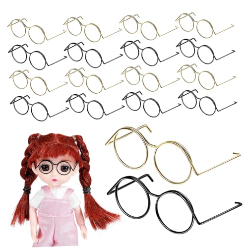 DRESSOOS 20st Puppe Universelle Kleine Augen Minipuppe Miniatur Drahtfelge Mini-gläser Zum Basteln Haustier Puppenbrille Draht Metallische Gläser Brillenrequisiten Für Puppe Zubehör Kupfer von DRESSOOS