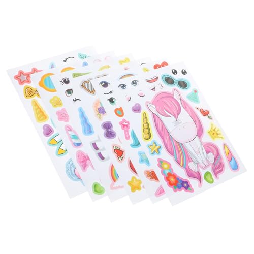 DRESSOOS 24 Blätter dekorativer Einhorn-Aufkleber Cute Sticker süße Sticker kinderaufkleber Unicorn Stickers Sticker lustig Entzückender Einhorn-Aufkleber Gesichtsaufkleber Papier von DRESSOOS