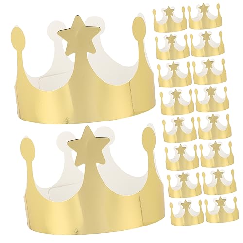 DRESSOOS 25st Faltbarer Kronenhut Krone Partyhut Partyartikel Für Geburtstagsdekoration Kinderkronen Zum Dekorieren Geburtstagsbanner Geburtstagskrone Geburtstag Topper Papier Golden von DRESSOOS