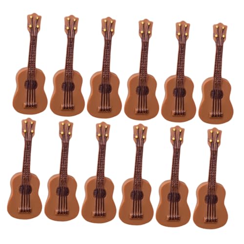 DRESSOOS 25st Gitarrenmodell Winzige Gitarre Miniatur-Ukulele Nachbildung Einer Gitarre Miniatur-geigenornament Mini-hausgitarre Mini-Gitarren-dekor Miniatur Gitarre Mini-dekor Harz Brown von DRESSOOS