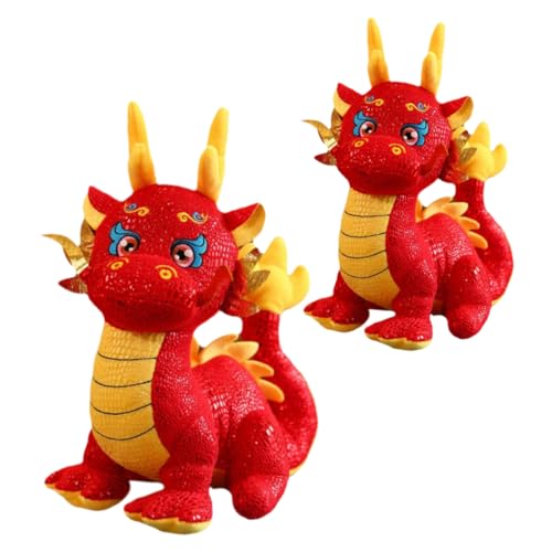 DRESSOOS 2Pcs Jahr des Drachen Maskottchenpuppe Gefüllt Dragon Toy Chinese Style Dragon Toy Dragon Stuffed Tier Stoffed Dragon Puppe Neujahr Dragon Puppe Plüsch von DRESSOOS