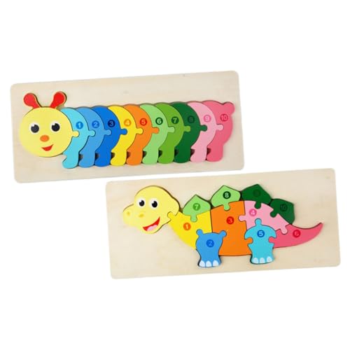 DRESSOOS 2St Dreidimensionales Puzzle Puzzle-Spielzeug für Kleinkinder Tiere pädagogisches Puzzle Kinder Puzzle rätselbuch Kinder Kleinkind rätsel Tierpuzzle aus Holz hölzern Colorful von DRESSOOS