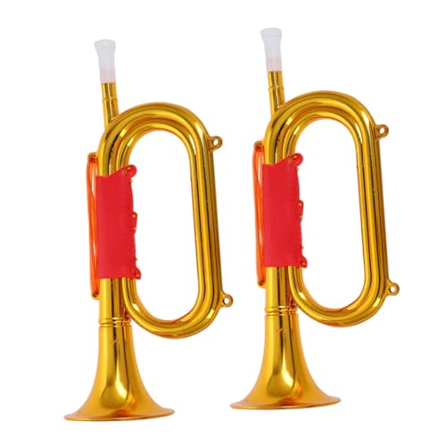 DRESSOOS 2St Laden Sie Requisiten auf Kindermusikinstrument Horn musikspielzeug Sport Lautsprecher Miniaturlautsprecher simulierte Trompete Jubelnde Requisiten Plastik Golden von DRESSOOS