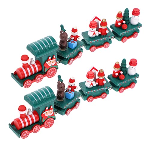 DRESSOOS 2St Weihnachtszug holziges Spielzeug Weihnachtsdekorationen holzeisenbahn für Kinder weihnachtsbahn Zugspielzeug zum Thema Weihnachten Zugdekor hölzern von DRESSOOS