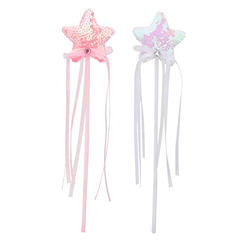 DRESSOOS 2St Zauberstab Fairy Wand Kinderkleider kinderkleidung Kleidung Kinder kinderbekleidung kinderparty mitgebsel kinderkostüme Fee Spielzeug Zauberstäbe mit Schleifendesign Plastik von DRESSOOS