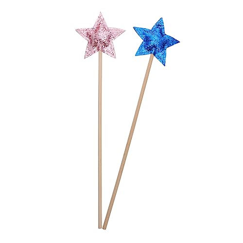 DRESSOOS 2St Zauberstab Fairy Wand verkleidung Kinder Jakobsweg holzspielzeug Toys for Feenzepter Glitzer-Fee-Cosplay-Stick Stützstab Sternenstab zarter Feenstab hölzern von DRESSOOS