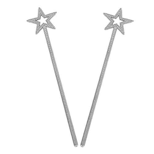 DRESSOOS 2St Zauberstab Glitzerkraft Partyartikel für Lichtschwert Engel Fairy Wand Kinderkleider spielsachen Girl Toys Sterne Fee Sticks Fee Kostüm Requisit Plastik Silver von DRESSOOS