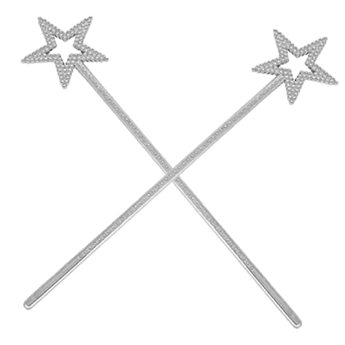 DRESSOOS 2St Zauberstab Glitzerkraft Prinzessinnen Zauberstäbe für Mädchen Partyartikel für Fairy Wand Kinderkleider Fee Kostüm Requisit Sterne Fee Sticks Plastik Silver von DRESSOOS